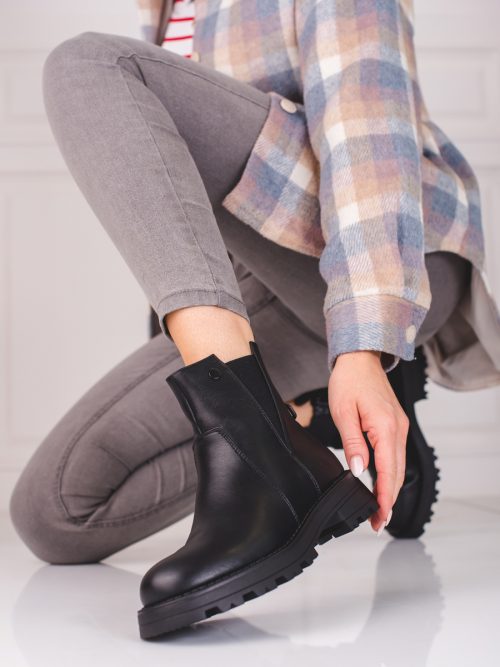 Shelovet moteriški juodi ekologiškos odos batai Moteriški batai 2Batai.LT - el.parduotuvė avalynės