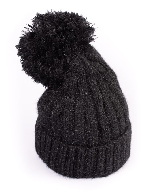 Moteriška žieminė kepurė su kutosu Shelovet juoda Aksesuarai 2Batai.LT - el.parduotuvė avalynės