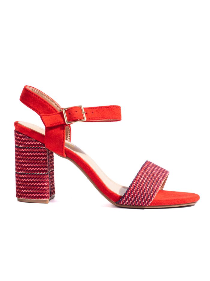 Moteriški raudonos spalvos sandalai su dekoratyviniu kulnu iš Shelovet Aukštakulniai 2Batai.LT - el.parduotuvė avalynės 7
