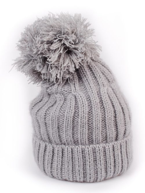 Shelovet moteriška žieminė kepurė su kutosu pilka Aksesuarai 2Batai.LT - el.parduotuvė avalynės
