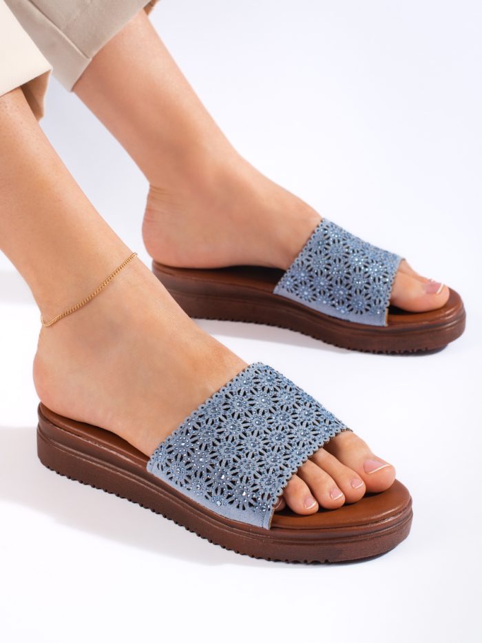 Mėlynos moteriškos platforminės šlepetės Moteriški batai 2Batai.LT - el.parduotuvė avalynės 4