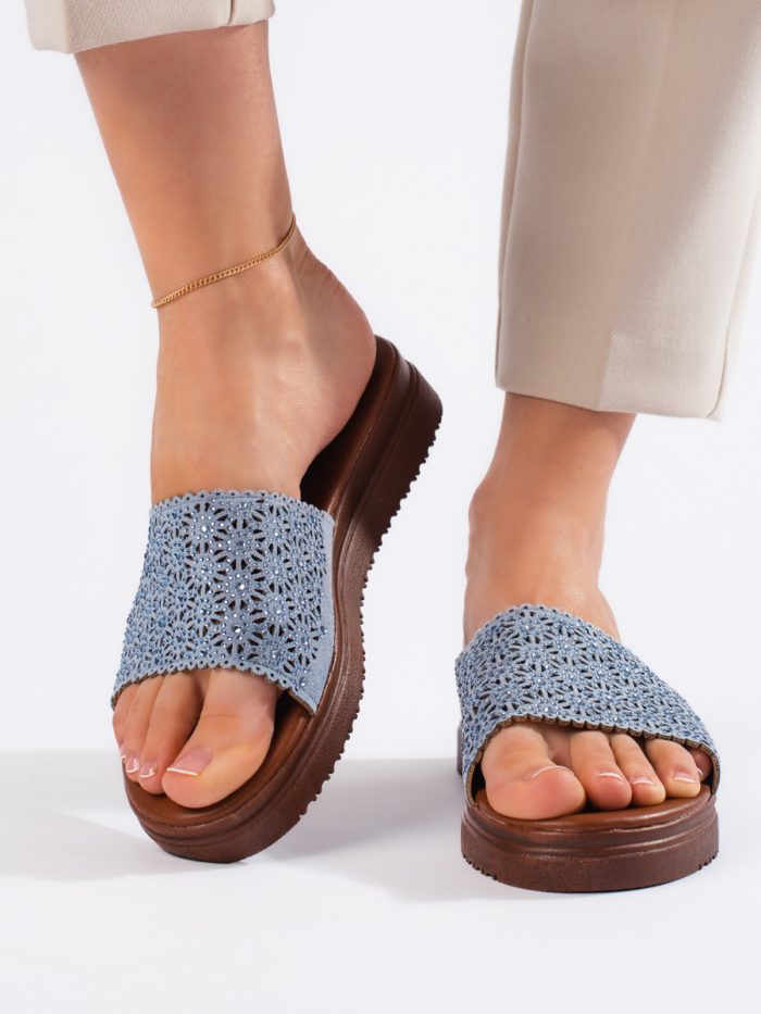 Mėlynos moteriškos platforminės šlepetės Moteriški batai 2Batai.LT - el.parduotuvė avalynės 5