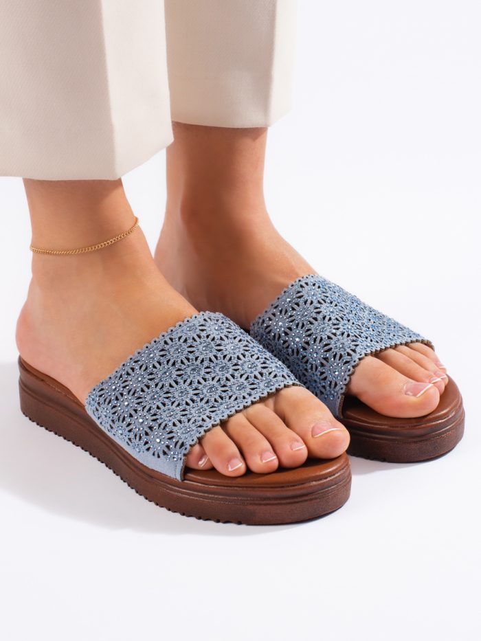 Mėlynos moteriškos platforminės šlepetės Moteriški batai 2Batai.LT - el.parduotuvė avalynės 6