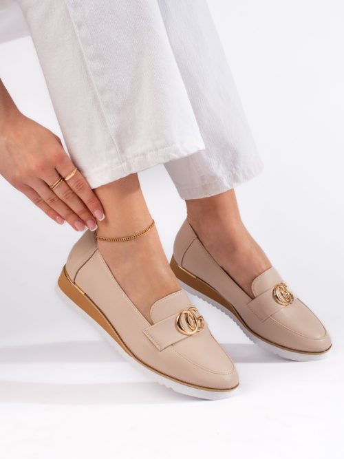 Elegantiški moteriški smėlio spalvos bateliai Įmaunami batai pavasariui/vasarai/rudeniui 2Batai.LT - el.parduotuvė avalynės
