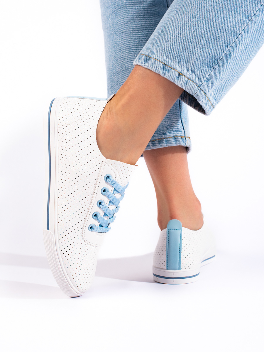 Moteriški balti ir mėlyni ažūriniai sportbačiai Moteriški batai 2Batai.LT - el.parduotuvė avalynės 2
