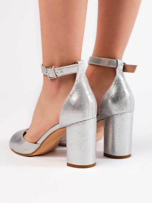 Moteriškos sidabrinės spalvos aukštakulniai sandalai Aukštakulniai 2Batai.LT - el.parduotuvė avalynės