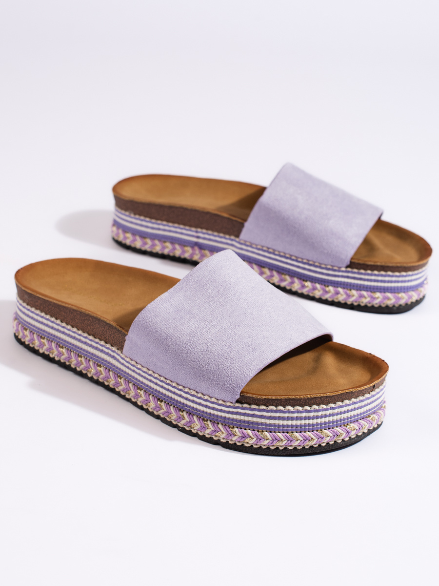 Violetinės spalvos moteriškos platforminės šlepetės Moteriški batai 2Batai.LT - el.parduotuvė avalynės 2